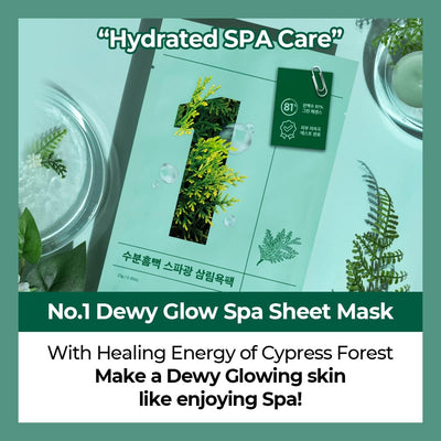 No.1 Dewy Glow Spa Sheet Mask 4Ea / Boîte | Apaiser Et Détendre, Peau Rosée Et Hydratée