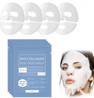 Pemarlis 4Pcs Bio-Collagen Real Deep Mask, Biodance Collagène Mask Overnight, Soin Du Visage Collagène Film Hydratant Anti-Âge Masque Visage, Korean Biodance Bio-Collagen Real Deep Mask