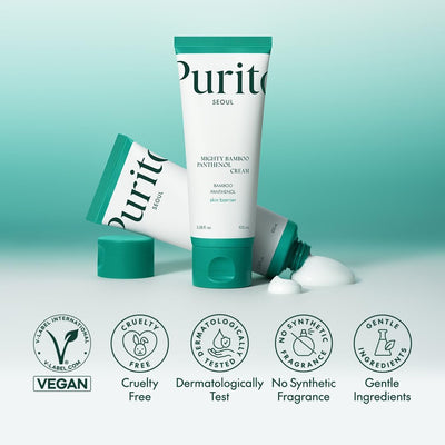 PURITO Panthenol Cream, Glow Skin, Skin Barrier Repair, for All Skin Types, Daily Face Moisturizer, Vegan & Cruelty-Free, Korean Skin Care, Glass Skin, 3.38Fl.Oz / 100Ml