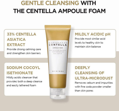SKIN1004 Madagascar Centella Ampoule De Mousse 125 Ml | Nettoyant Mousse À Ph Faible | Poudre De Soude Naturelle | Composite De Noix De Coco | Grade Vert CEE