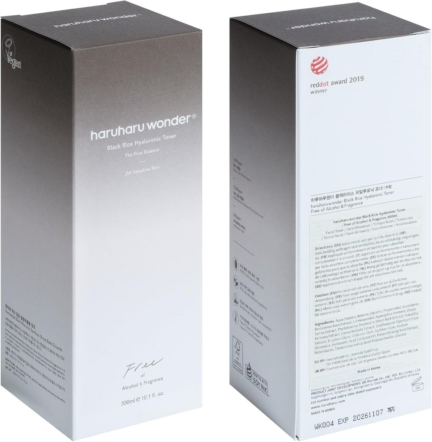 Wonder Black Rice Hyaluronic Toner Pour Peaux Sensibles, 10,1 Fl Oz / 300 Ml | Toner Hydratant Sans Alcool Et Parfum | Produit Végétalien Et Sans Cruauté Animale | EWG Green…