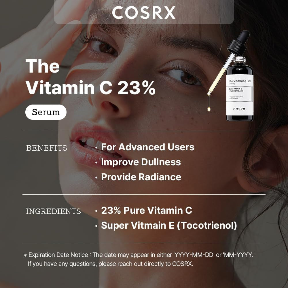 Sérum À La Vitamine C Pure À 23% Avec Vitamine E (Acide Ascorbique) Et Acide Hyaluronique, Sérum Hydratant Pour Le Visage, Réduit Les Ridules 0,70 Fl.Oz, 20 G (Paquet De 1)