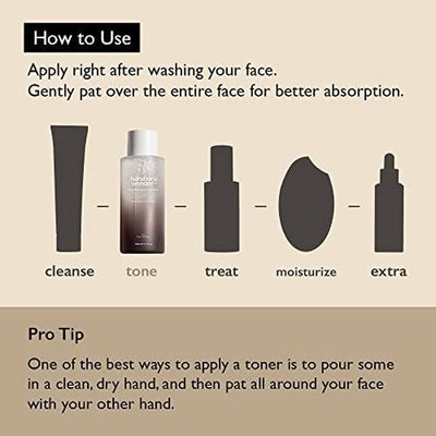 Wonder | Toner Hyaluronique Au Riz Noir 5,1 Fl.Oz | Toner Hydratant Pour Le Visage Pour Tous Types De Peau | Produit Végétalien Et Sans Cruauté Animale| EWG Green
