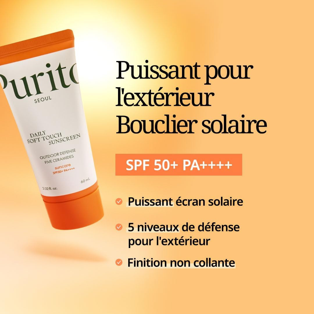 PURITO SEOUL Crème Solaire Quotidienne, SPF50+ PA++++, Céramides, Non White Cast, Protection UVA & UVB Résistante À L'Eau, K-Beauty
