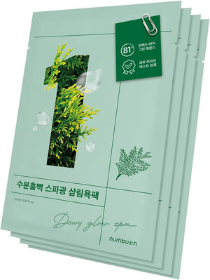 No.1 Dewy Glow Spa Sheet Mask 4Ea / Boîte | Apaiser Et Détendre, Peau Rosée Et Hydratée