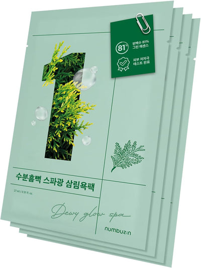 No.1 Dewy Glow Spa Sheet Mask 4Ea / Boîte | Apaiser Et Détendre, Peau Rosée Et Hydratée