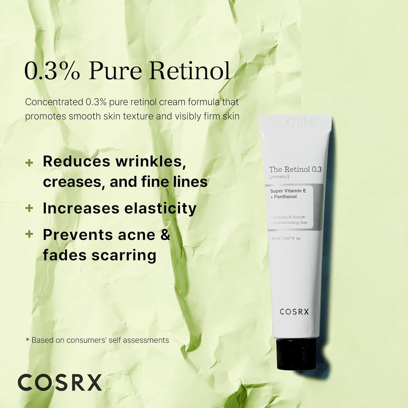 Retinol Cream 0.3, 0.67 Oz, Crème Anti-Âge Pour Les Yeux Et Le Cou Avec Traitement Rétinoïde Pour Raffermir La Peau, Réduire Les Rides, Les Ridules Et Les Signes De Vieillissement