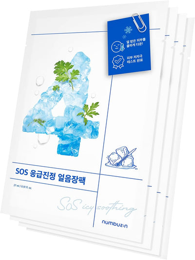 No.4 Icy Soothing Sheet Mask 4Ea/Boîte | Rafraîchissez Instantanément La Peau Chauffée, Apaisez Et Détendez Les Éruptions Soudaines