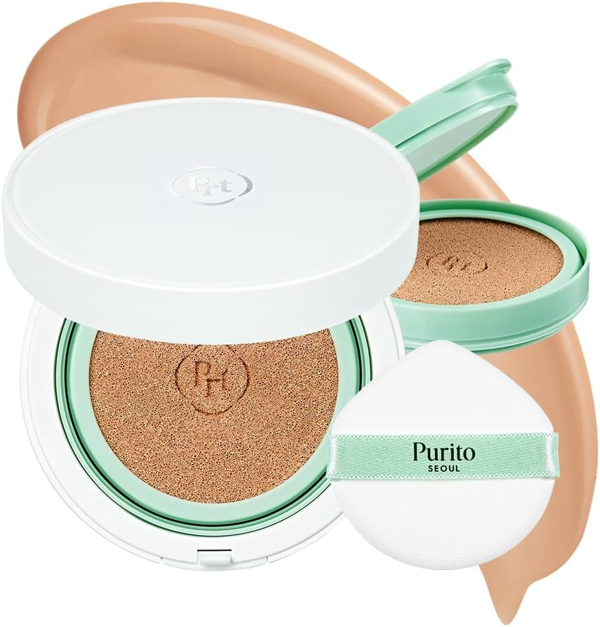 PURITO SEOUL Wonder Releaf Centella BB Cushion #21 Light Beige Fond De Teint, Coréen Centella, Maquillage Longue Tenue, Couverture Impeccable, K-Beauty, 15 G, 0,52 Fl.Oz