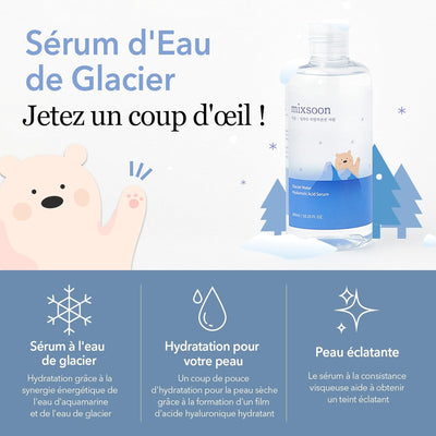 Sérum Hyaluronique À L'Eau De Glacier  - Booster D'Hydratation Non Grasse, Sérum Raffermissant Pour Une Peau Éclatante Et Rosée - Sérum Coréen Pour Peau En Verre - Grande Taille (300Ml).
