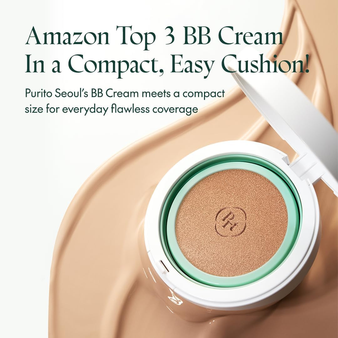 PURITO SEOUL Wonder Releaf Centella BB Cushion #21 Light Beige Fond De Teint, Coréen Centella, Maquillage Longue Tenue, Couverture Impeccable, K-Beauty, 15 G, 0,52 Fl.Oz