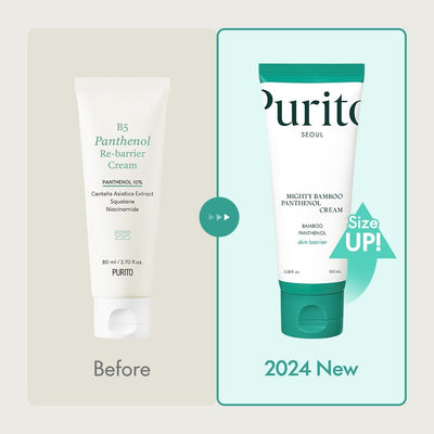 PURITO Panthenol Cream, Glow Skin, Skin Barrier Repair, for All Skin Types, Daily Face Moisturizer, Vegan & Cruelty-Free, Korean Skin Care, Glass Skin, 3.38Fl.Oz / 100Ml